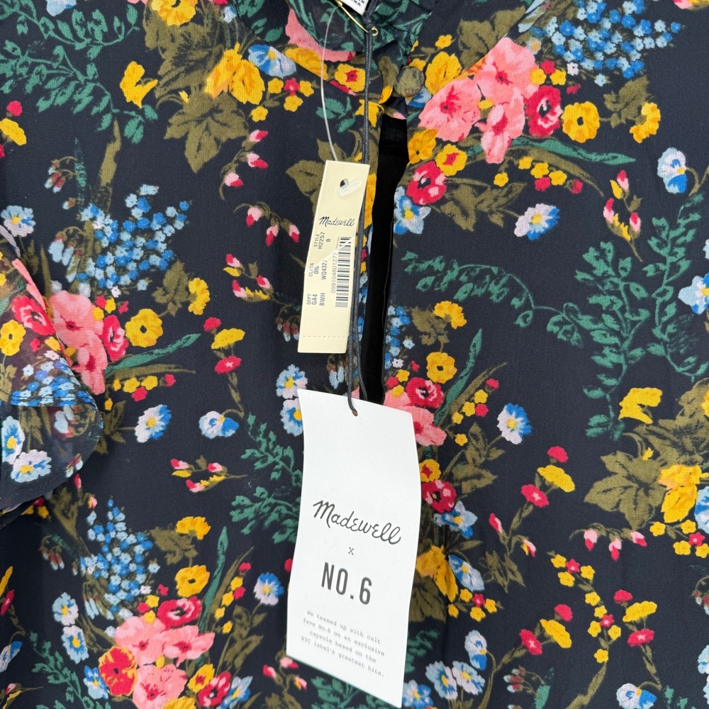 MADEWELL X NO. 6 SILK BEACON DRESS NWT SIZE 0 GARDEN BOUQUET FLORAL SUMMER - Picture 4 of 9